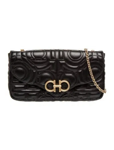 Pre-owned Ferragamo Quilted Clutch In Black