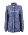 Ferragamo Quilted Cotton Suit With Vertical Collar In Blue