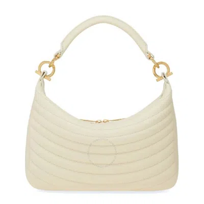 Ferragamo Quilted Detachable Strap Shoulder Bag In White