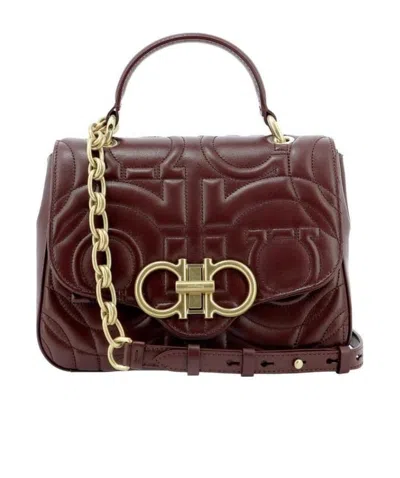 Ferragamo Quilted-effect Gancini Tote Bag In Brown