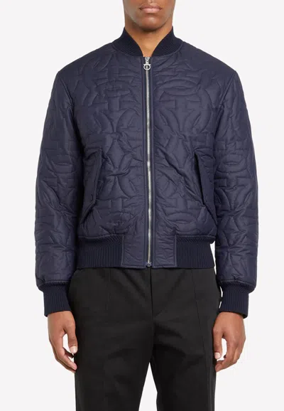 Ferragamo Quilted Gancini Blouson In Blue