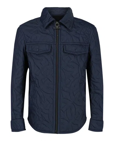 Ferragamo Quilted Gancini Denim Jacket In Blue