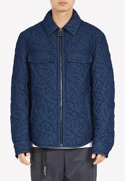 Ferragamo Quilted Gancini Denim Overshirt