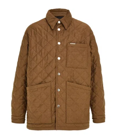 Ferragamo Quilted Jacket In Brown