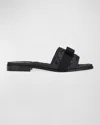 Ferragamo Quilted Lambskin Bow Flat Sandals In Black