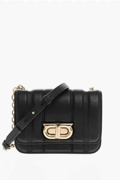Ferragamo Quilted Leather Crossbody Bag With Chain Strap In Black