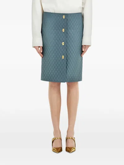 Ferragamo Quilted Nappa Skirt In Blue