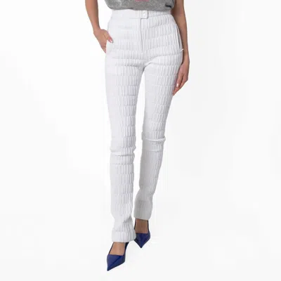 Ferragamo Quilted Straight Leg Trousers, Brand Size Tc (size Small) In White