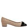 Ferragamo Beige And Black Nappa Leather Pumps In Pink/black
