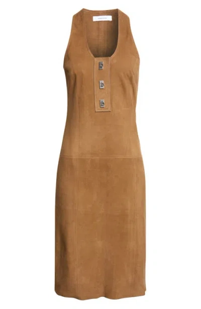 Ferragamo Racerback Nubuck Dress In Brown