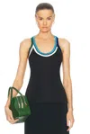 Ferragamo Racerback Tank Top In Nero & Cerul
