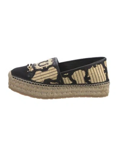 Pre-owned Ferragamo Raffia Graphic Print Espadrilles In Black