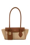 Ferragamo Raffia Shoulder Bag Leather Accents