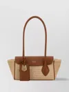 Ferragamo Raffia Shoulder Bag Leather Accents