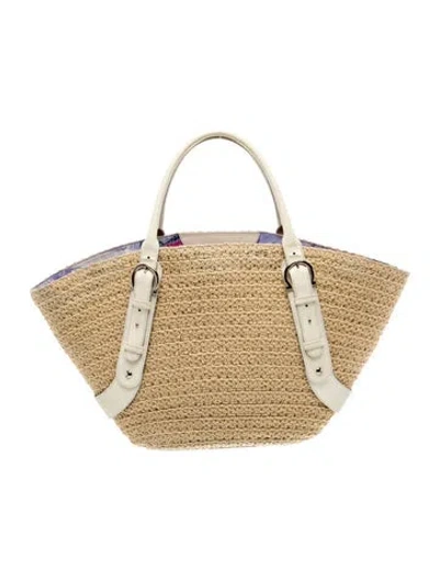 Pre-owned Ferragamo Raffia Tote In Neutral