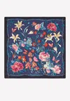 Ferragamo Ladies Floral Print Silk Scarf In Navy