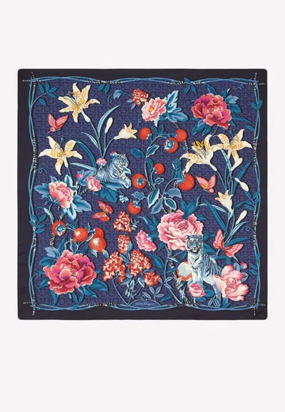 Ferragamo Ladies Floral Print Silk Scarf In Multicolor