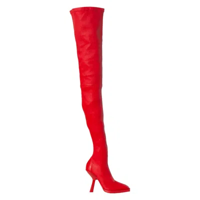 Ferragamo Ramii Nappa Stretch Thigh-high Boots In Red