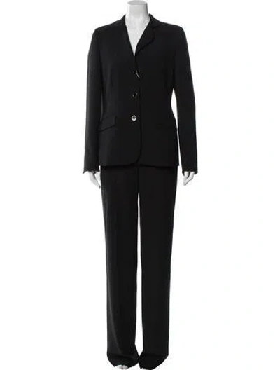 Pre-owned Ferragamo Raw-edge Trim Pantsuit In Black