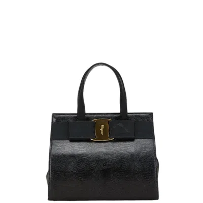 Pre-owned Ferragamo Rayon Handbag () In Black