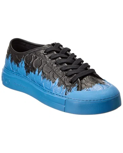 Ferragamo Rebel 4 Leather Sneaker In Blue