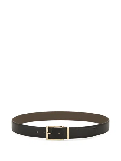 Ferragamo Reversible Belt Adjustable Length Smooth Finish In Black