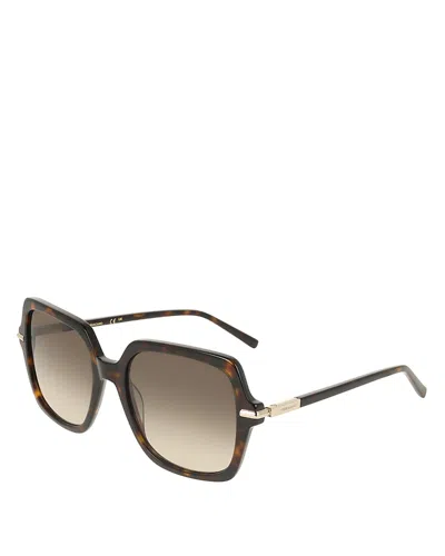 Ferragamo Rectangle Prisma Sunglasses, 57mm In Brown