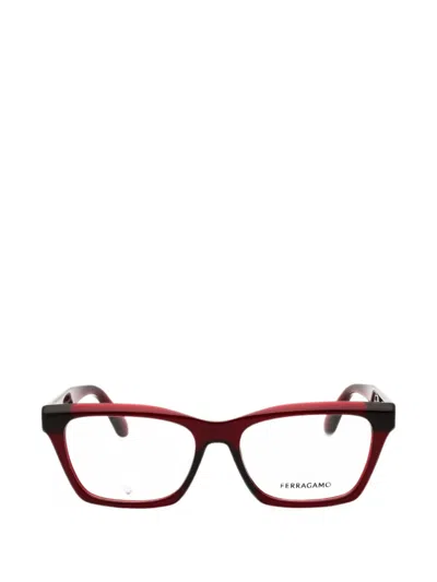 Ferragamo Rectangle-frame Glasses In Burgundy
