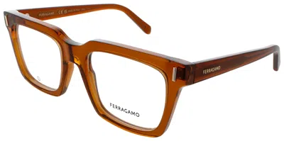 Ferragamo Rectangular Acetate Eyeglasses 53mm In 232 - Transparent Brown / Demo