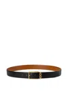 Ferragamo Rectangular-buckle Leather Belt In Black
