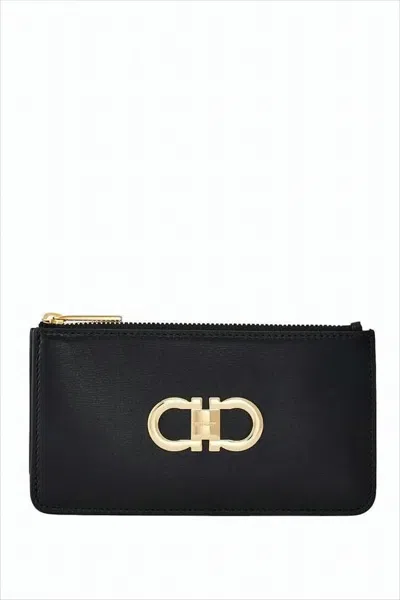 Ferragamo Rectangular Calf Leather Card Wallet In White