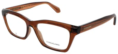 Ferragamo Rectangular Eyeglasses 53mm In 232 - Transparent Brown / Demo