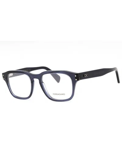 Ferragamo Rectangular Eyeglasses For Men - Premium Acetate Craftsmanship In Blue