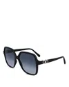 Ferragamo Gancini Classic Square Acetate Sunglasses In Black/blue Gradient