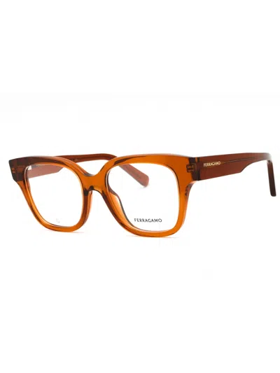 Ferragamo Rectangular Women's Eyeglasses - Elegant Acetate Design In Brown