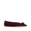 Ferragamo Bow Detail Flat Sole Ballerina Shoes In Burgundy