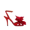 Ferragamo 90mm Flower-embellished High-heel Sandals In Red