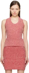 Ferragamo V-neck Bouclé Tank Top In 001 0785/421 New Red