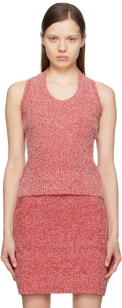 FERRAGAMO RED BOUCLÉ TANK TOP