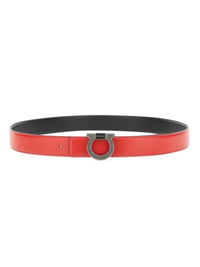 Ferragamo Minimalist Red Calf Leather Belt