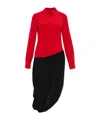 Ferragamo Asymmetric Colorblock Long Sleeve Shirtdress