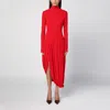 Ferragamo Mock-neck Draped Jersey Maxi Dress In Red