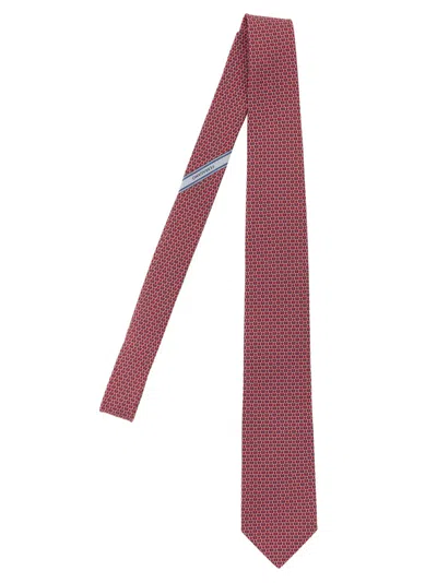 FERRAGAMO MEN RED GANCINI PRINT TIE, ONESIZE LUXURY TIES & BOWTIES FOR MEN DARVEYS