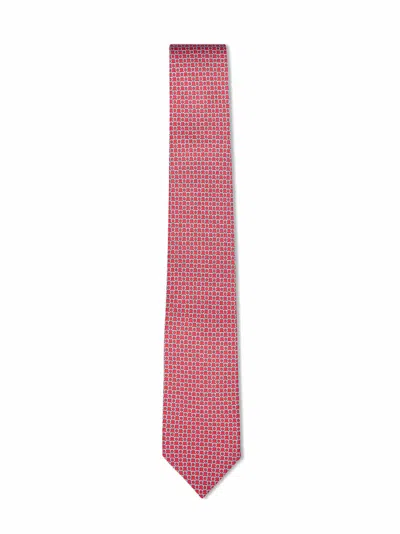 Ferragamo Red Gancini Silk Twill Carato Tie