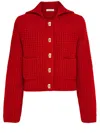 Ferragamo Red Gold Button Wool-blend Cardigan In Multi