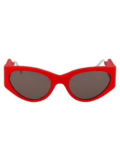FERRAGAMO FERRAGAMO RED KARUNG LEATHER SUNGLASSES