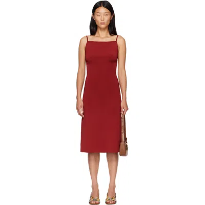 Ferragamo Red Knitted Slip Midi Dress In 001 College Red