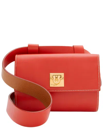 Pre-owned Ferragamo Red Leather Belt Bag, Size L (authentic Pre-loved)