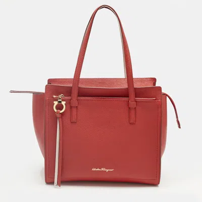 Pre-owned Ferragamo Red Leather Medium Amy Tote