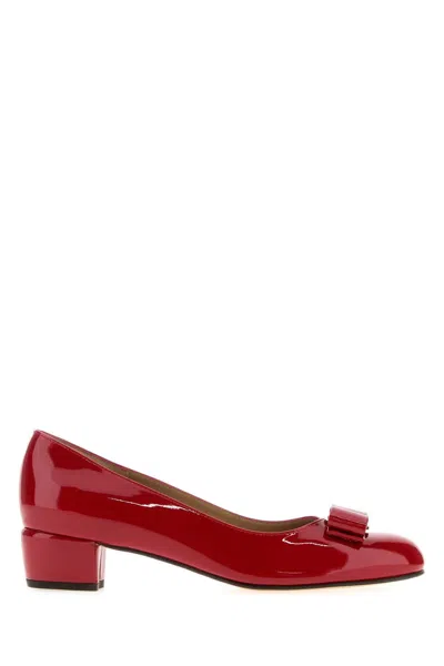 FERRAGAMO FERRAGAMO RED LEATHER VARA PUMPS